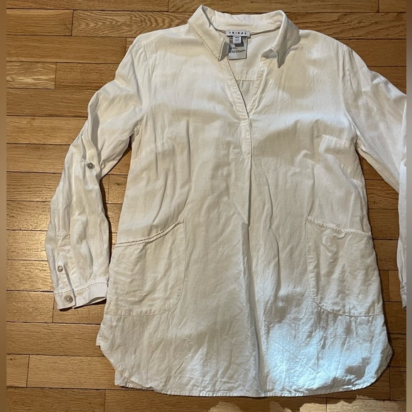 Tribal Women's Cream Linen Tunic Top Size M - Picture 9 of 11